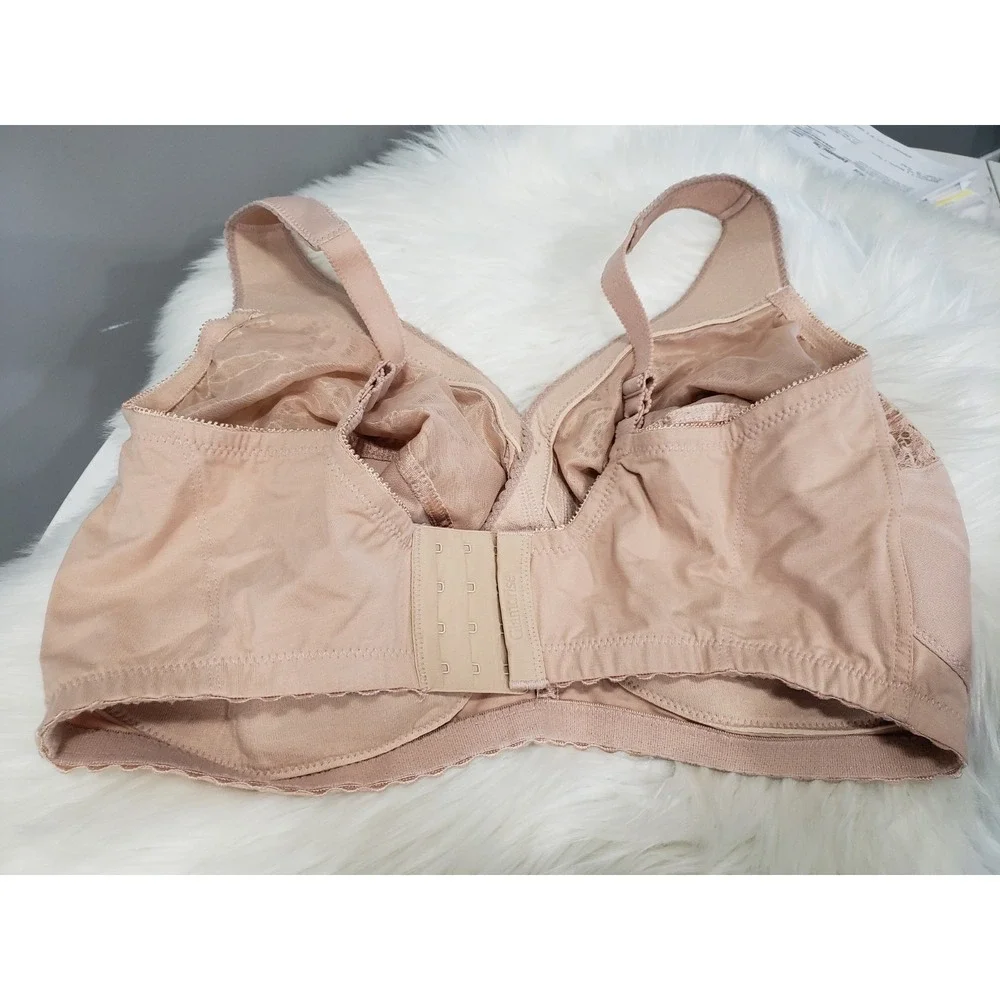 NWOT SIZE 40I Glamorise Lace Wireless Bra GK787 Beige MAGIC LIFT Wide Strap